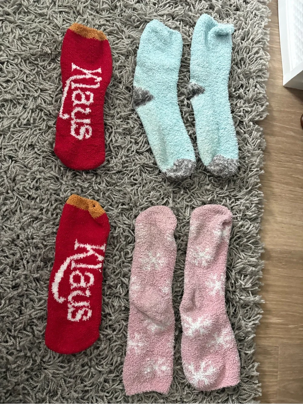 Cozy Fuzzy Socks - Pink, Red & Light Blue - 3 Pack